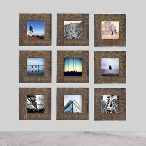 9-Pack, Distressed Wood, 4x4 Photo Frame