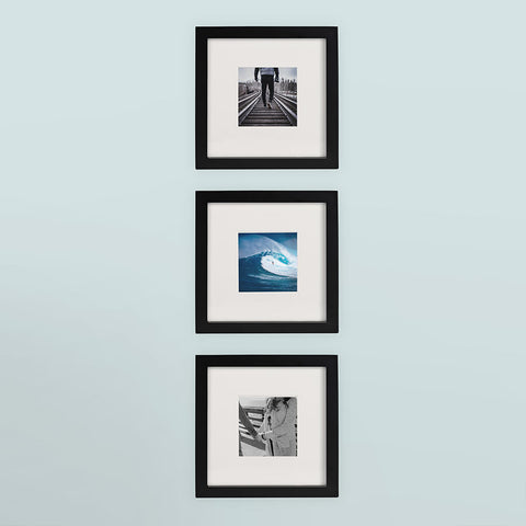 3-Pack, Black, 8x8 Photo Frame (4x4 Matted)