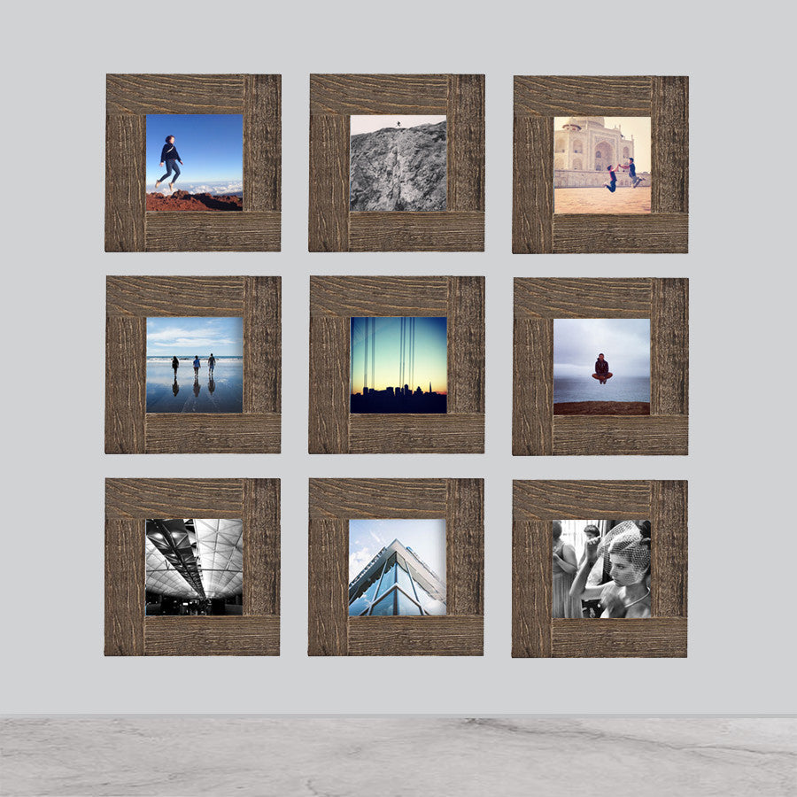 9-Pack, Distressed Wood, 4x4 Photo Frame